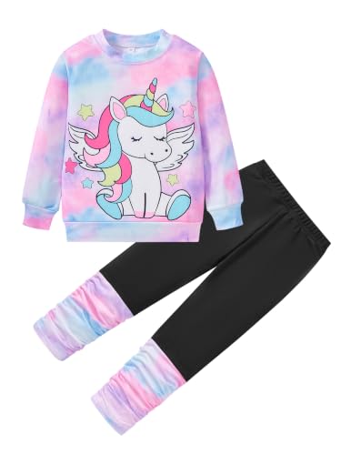 Image of Little Girls Clothes Sets - Cute Sweatshirts Top Shirt & Leggings 2 Piece Kids Fall Winter Outfits Toddler Clothing