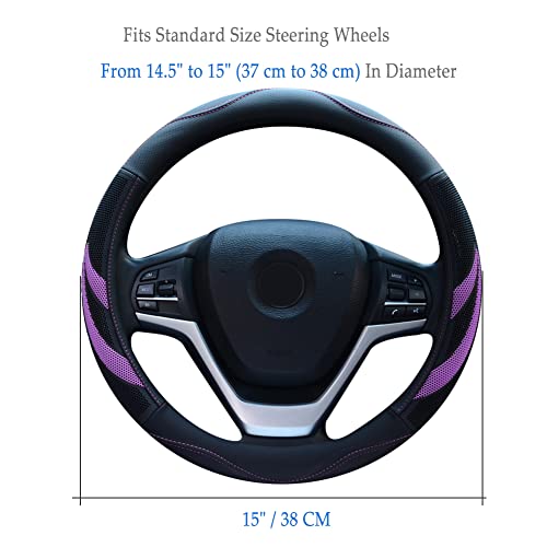 Alusbell Microfiber Leather Steering Wheel Cover Breathable Auto Car Steering Wheel Cover For Women And Men, Universal 15 Inches (Purple) #TOP6