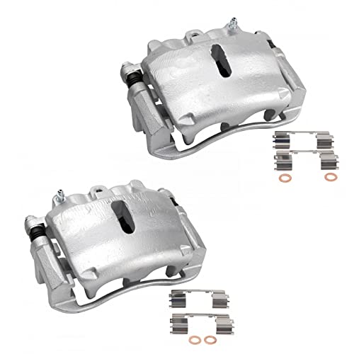 Image of TRQ Front Brake Caliper Set Zinc Coated Brackets Hardware Compatible with 2004 Ford F 150