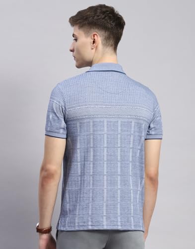 Image of Monte Carlo Mens Striped Cotton Blend Polo Collar Half Sleeve Regular Fit Casual T-Shirt (224064188)