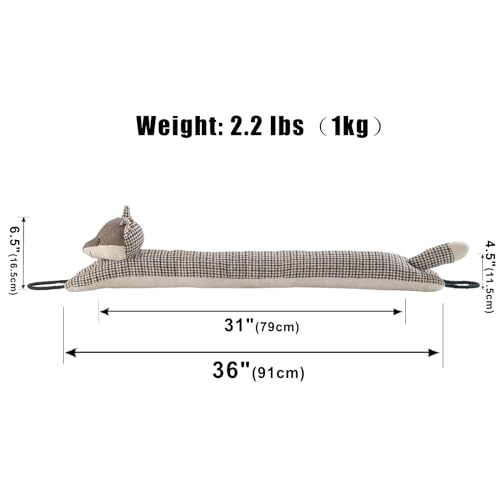 Image of Marwood Under Door Draft Stopper Decorative Wind Stopper 36 inch for Door & Window, Weighted Animal Air Draft Stopper Snake Noise Blocker for Bottom of Door with Hanging Loops - Fox
