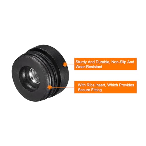 Image of uxcell 4Pcs Plastic Threaded Tube Inserts with M10 Thread, for 38mm /1.5 inch OD Round Tube, Adjustable Round Black Plastic Plug Caster Insert Chair End Caps Furniture Leg Plug