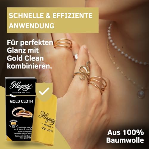 Hagerty Gold Cloth Goldputztuch 36 x 30 cm I Imprägniertes Gold Reinigung Schmucktuch aus Baumwolle für erneuerten Glanz I Effizientes Schmuck Poliertuch für Gelbgold Rotgold Rosegold Weißgold