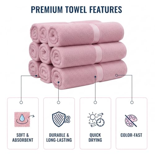 Image of Sulfar 100% Combed Cotton, Quick Drying Highly Absorbent, Luxury Hand Towel Set (Pack of 4, 40 X 70 cm) Soft Berry