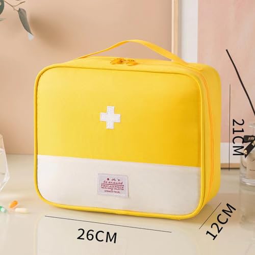 Image of Red First Aid Bag Empty 1st Aid Bag Medical Travel Case First Responder Emergency Storage Compact Medicine Bags for Car Home Office Kitchen Sport Outdoors (Yellow)