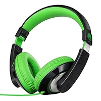 Rockpapa Comfort Kids Headphones Wired, Over Ear Earphones, Childrens Head phones with Adjustable Headband, Stereo Sound, Wired Headphones for Kids Girls Teens Adults (Green)