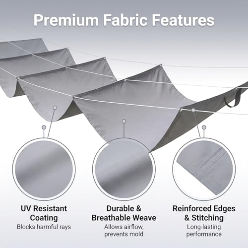 Voile d'ombrage rétractable contre la chaleur de terrasse, toile PES étanche pour pavillon - 3