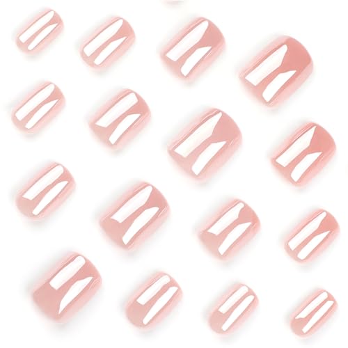 Image of Secret Lives New Pink Solid Color Press On Nails - Short Square Artificial Nail