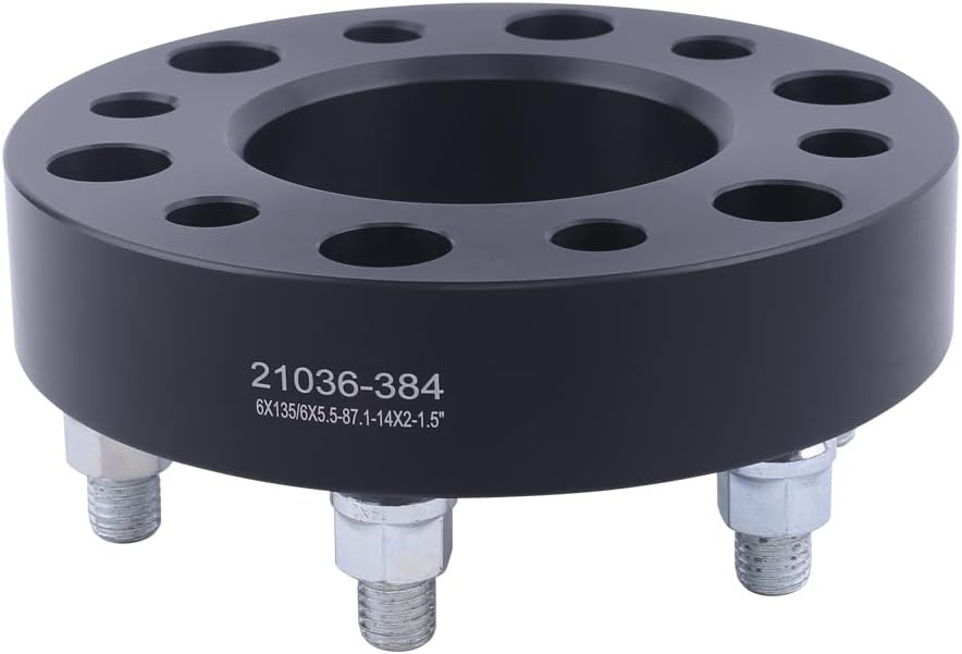 4X Black 6x135 to 6x5.5 Wheel Adapters 1.5 Inch with M14x2.0 Studs | Compatible with Ford 6 Lug 6x135 Vehicle to 6x139.7 Wheel for 2004-2014 F150, 2003-2014 Expedition, 2003-2014 Navigator