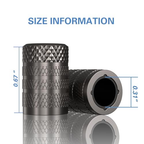 Image of CKAuto Tire Valve Stem Caps, Grey, 4 pcs /Pack | Anodized Aluminum Tire Valve Cap Set, Corrosion Resistant, Universal Stem Covers for Cars Trucks Motorcycles SUVs and Bikes