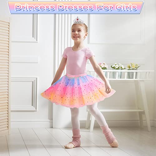 Hajus Princess Dress Up Clothes Cape Skirt Set For Little Girls Pretend Play With Jewelry Tiara Crown Wand Princess Toys (Unicorn Rainbow), One Size #TOP2