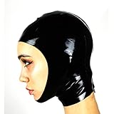 Latex Hood Mask Women's Rubber Full Cover Party Mask with Face open Zipped Latex Mask (XL, 0.6MM-no zipper)