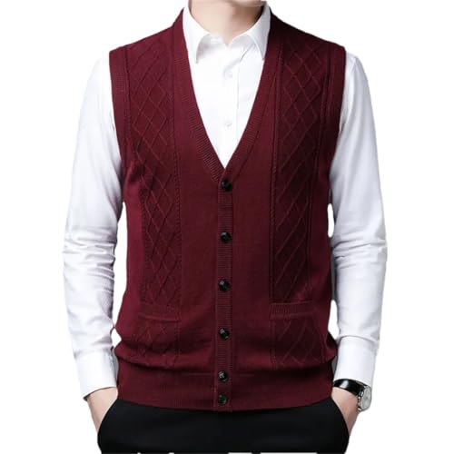Men’S Casual Knitted Cardigan Vest Slim Fit V-Neck Sleeveless Button Down Sweater