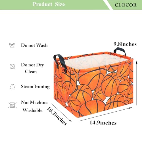 Image of CLOCOR Rectangular Basketball Storage Basket Empty, Gift Basket, Room Decor(Basketball)