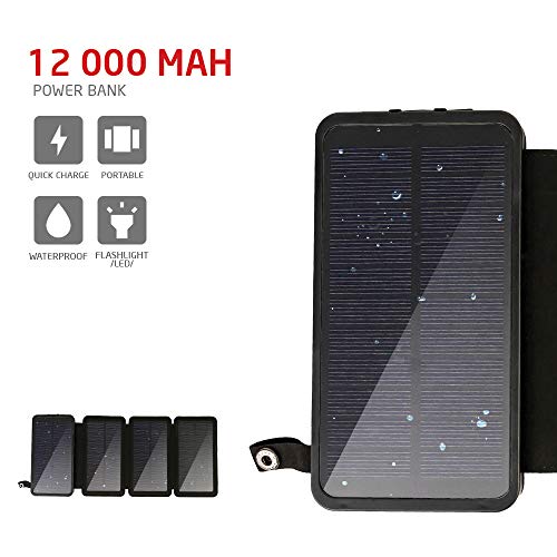 PowerLocus Solar Charger – [4 Efficient Panels] 12000mAh Waterproof Solar Battery Charger
