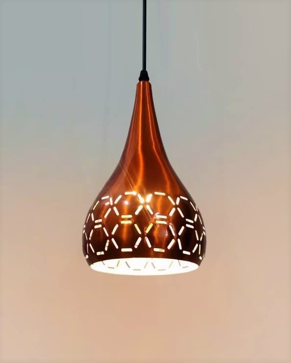 Image of GreyWings 3 Light Hanging Light for Home | Orange Aluminium Pendant Light with E27 Holder | Designer Ceiling Hanging Lamp for Bulb Not Included, Linear Set