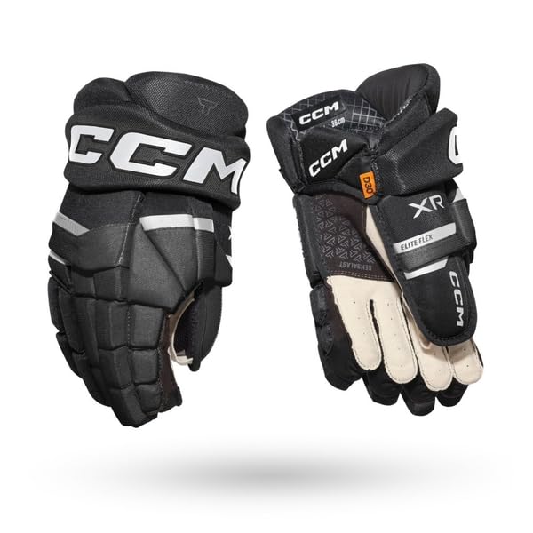 CCM Tacks XR Eishockey-Handschuhe Junior, 10, Schwarz/Weiß