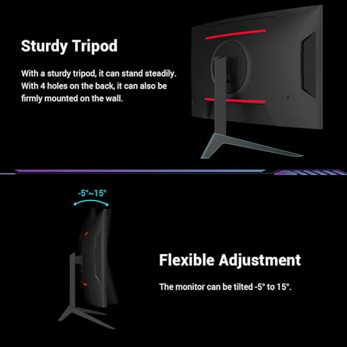 Curvo Monitor Gaming 27 Pollici, 180Hz, 2K QHD 2560 x 1440p Schermo PC, 1ms, VA 1500R Senza Cornice, HDR, Computer Monitor con FreeSync & G-sync, Eye Care, VESA, DP 1.4, HDMI 2.0 - Monitor - Immagine 8
