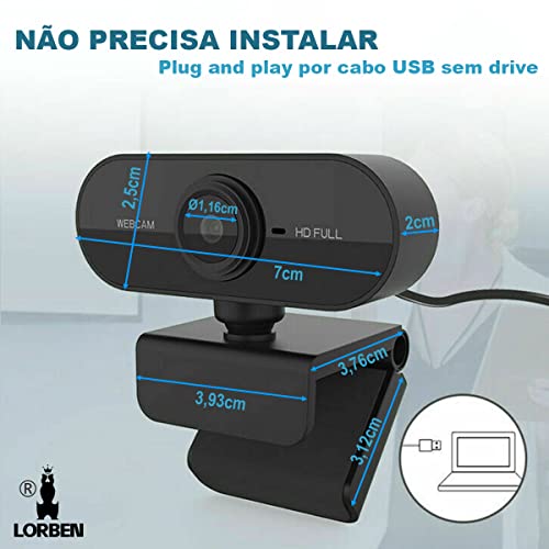 Webcam Full HD 1080x1920p 2MP USB Plug Play Microfone Embutido Câmera Computador GT953