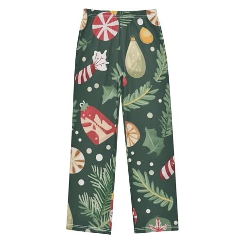 ZZXXB Candy Cane Spruce Branch Boys Long Pants Soft Trousers Elastic Waist Kids Lounge Bottoms with Pockets S-XL