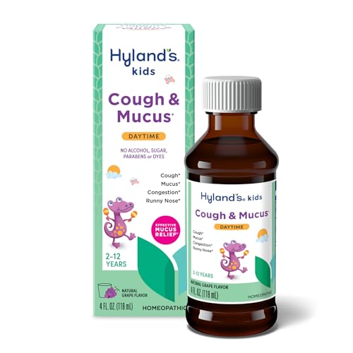 Hylands Kids Daytime Cough Syrup and Mucus Relief Kids Medicine for Ages 2-12 Grape Flavor Natural Relief of Cough Runny Nose Mucus and Congestion 4 Ounces