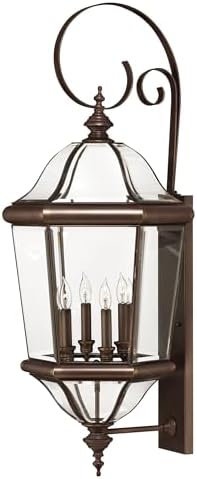Hinkley Augusta Traditional Four Light Outdoor Wall Mount, Copper Bronze