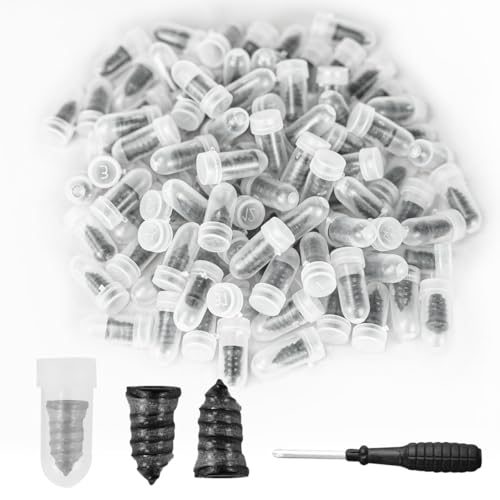 Image of 100 Count Tire Plugs Nails Screw in Tire Repair Screws with Screwdriver
