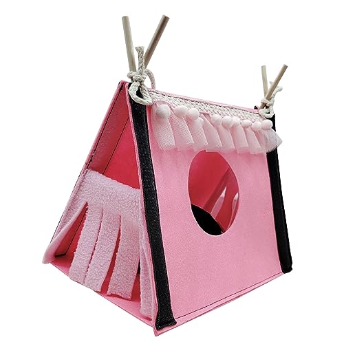 AMONIDA Kleintier- Tunnelzelt, Gemütlicher Versteckkäfig für Hamster, Kaninchen, Ratten, Warmer Nestlebensraum für Meerschweinchen, Hochwertiges Filzmaterial (PINK)