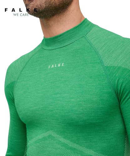 FALKE Herren Baselayer-Shirt Wool-Tech Round Neck M L/s Sh Wolle Funktionsmaterial schnelltrocknend 1 Stück, Grün Grass Green 7014 Trend, XL – Ansicht 3