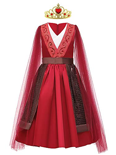 Monissy Princesse Hua Mulan Robe Rouge Déguisement Couronne Princesse Elsa Cosplay Fille Nationale Tulle Robe de Soirée Elégant Classique Halloween Noël 2020 Eté Chine Style Cover
