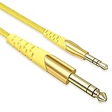 KINPS 10FT 6.35mm 1/4' Male to 3.5mm 1/8' Male TRS Stereo Audio Cable with Zinc Alloy Housing and Nylon Braid Compatible for Phone, Laptop, Home Theater Devices, Guitar, Amplifiers and More, Yellow