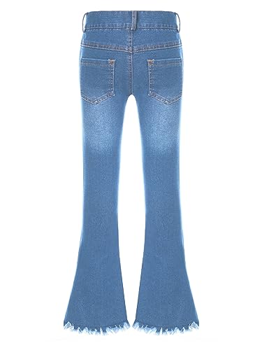 easyforever Kids Girls Ripped Raw Hem Flare Jeans Bell Bottom Jeans Casual Denim Trousers Wide Leg Denim Pants2