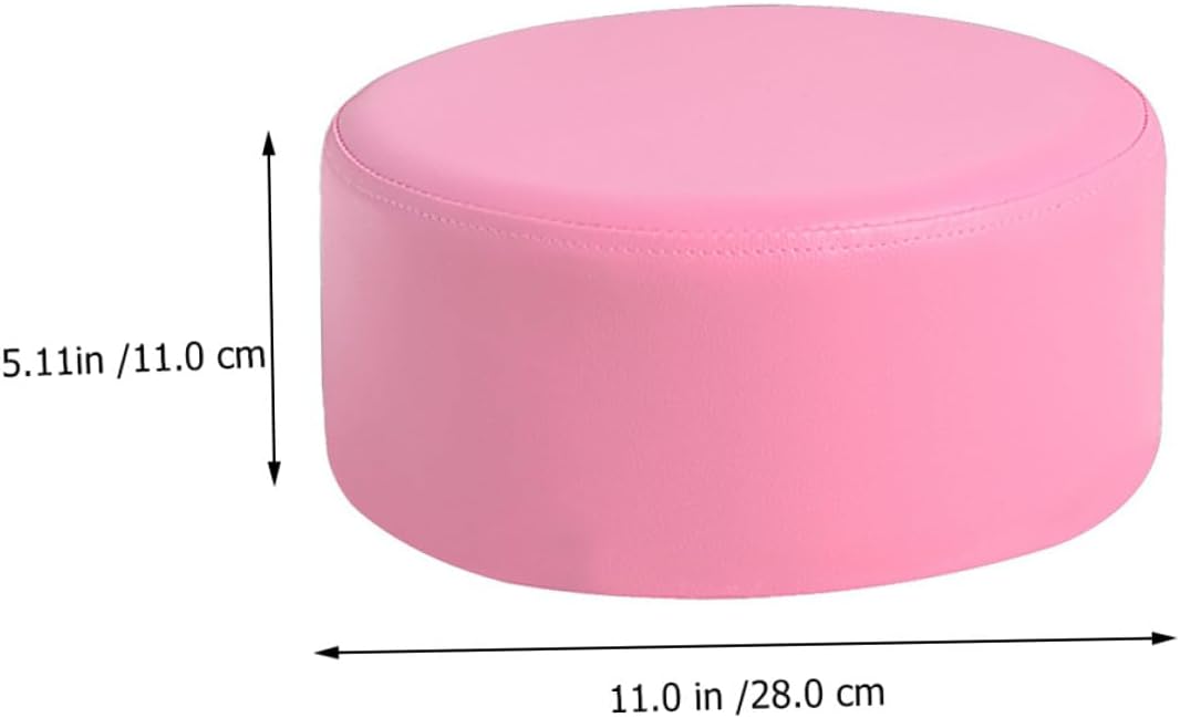 Pink Pu Leather Round Stool 28x28x13cm Lightweight Non-Slip Footstool Step Seat for Bathroom and Playroom