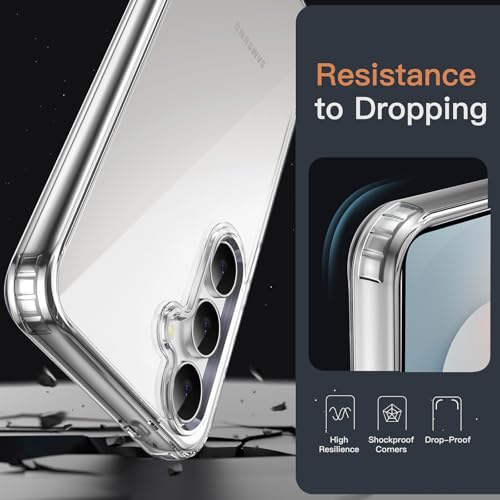 Image of JETech Cover Case for Samsung Galaxy S25 FE, Non-Yellowing Shockproof Bumper Protective Phone Cover, Anti-Scratch Hard PC Back (Clear)