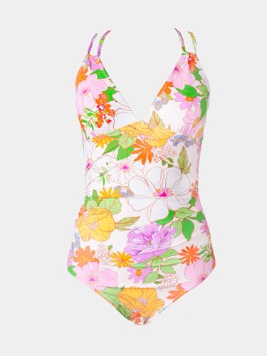Image of CUPSHE Women's V Neck One Piece Cutout Tummy Control Swimsuit | Double Adjustable Straps,Back Cutout,O Ring,Soft Removable Cups,Flattering Bathing Suit For Vacation And Beach