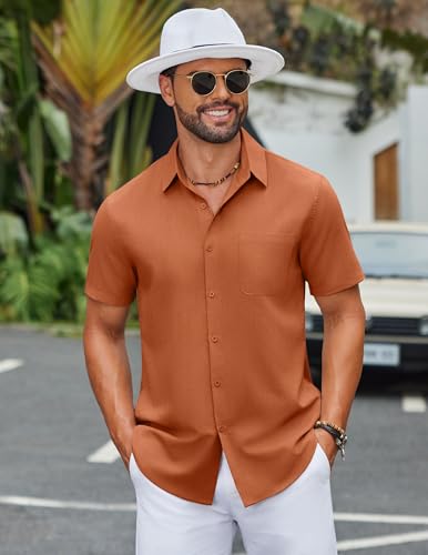 COOFANDY Mens Button Down Shirts Lightweight Breathable Short Sleeve Shirt Summer Beach Top2