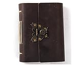 Ancicraft Leather Journal Diaries with Vintage Butterfly Lock A6 Lined Craft Paper Brown Handmade Gi