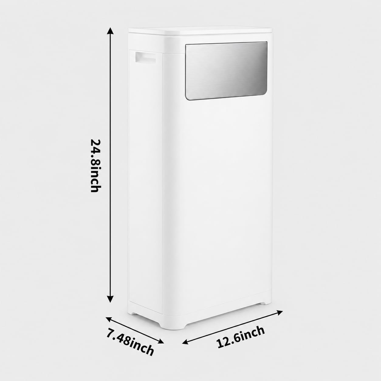 Kitchen Tall Skinny Trash Can,Waste Basket Fits in Narrow Spaces and Perfect for Commerical Offices with Lid,Slim Tall Garbage Can,Narrow Trash Can for Home,Bedroom,Kitchen,Living Room，White