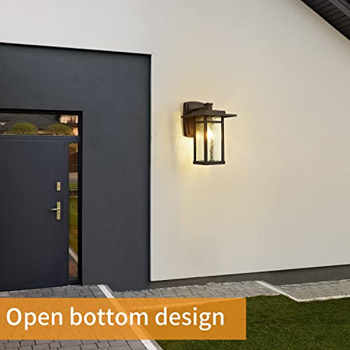 Smeike Outdoor Wall Sconces, 13.6”H Led Exterior Light Fixture, Matte Black Finish Exterior Wall Lanterns For Porch, Garage, Front. Water Glass #TOP4