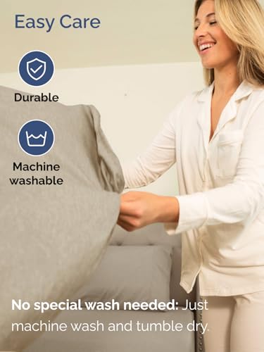 Image of Extra Deep Split King Fitted Sheet - Single Fitted Sheet - Heathered Beige | Easily Fits 18 inch to 24 inch Mattress, Soft, Wrinkle Free, Breathable & Comfy, Extra Deep Pockets Hotel Luxury Fitted Sheet
