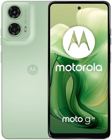 Motorola Moto G24 XT2423 Dual SIM | 2024 | 4+256GB | GSM Unlocked Smartphone | 6.56" 90Hz IPS LCD Display | 50MP Camera | Li-Po 5000 mAh Battery | International Model | Case Included - (Green)