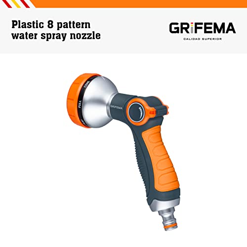 GRIFEMA GE1303 Tuinslang Spuitpistool, Irrigatiesproeier met 8 Verstelbare Sproeipatronen, Hogedrukslangspuitpistool met Instelbaar Watervolume, voor Gazonbewatering, Autowasstraat, Huisdierendouche - Afbeelding 5
