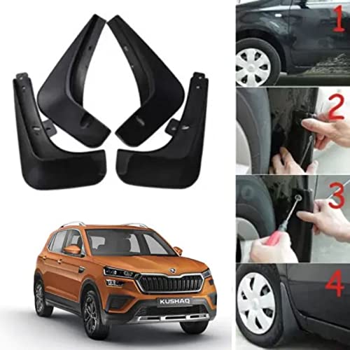 Image of Oshotto (O.E.M Fitting Cup Type) Mud Flap /Splash Guard Compatible with Skoda KUSHAQ (Set of 4pc)