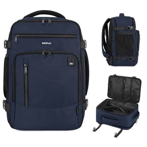 Image of ECOHUB Travel Backpack Airline Approved Under Seat Personal Item Bag | Carry on Backpack Water Resistant Fit 15.6 inch Laptop AirTag Pocket, Lightweight Casual Daypack for Women Men with USB Port