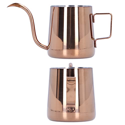 Panela de café, chaleira de pescoço de ganso brilhante ouro rosê cafeteira antiferrugem para casa pa
