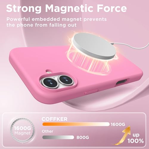 Image of Magnetic for iPhone 16 Case, Compatible with MagSafe, Liquid Silicone Phone Cover with Screen Protector & Camera Protector, Soft Anti-Scratch Microfiber Lining Inside 6.1 inch, Tender Pink