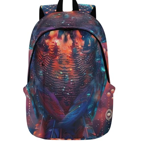 Joisal Colorful Cute Backpacks for Woman Daypack Simple Colorful Owl Dream Catcher School Bookbag for Teen Girls