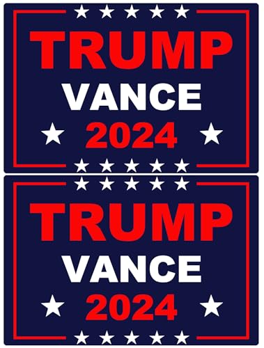 FEUENS 2 Pack Trump Vance 2024 Magnets Reflective Vinyl Sign Laptop Decal Car Bumper Window Waterproof Magnet Decoration, Blue, TP-02