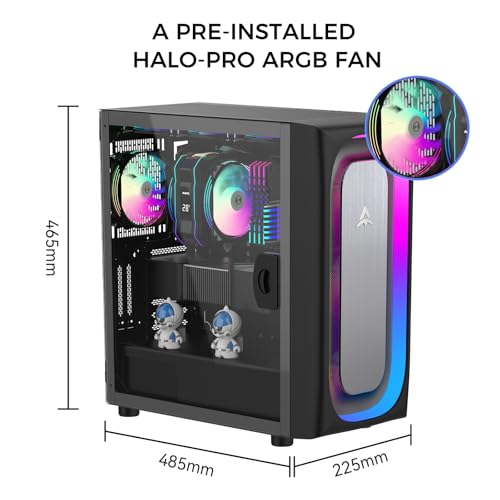 ALSEYE Ai-Pro Black E-ATX Gaming PC Case with Pre-Installed Halo-Pro ARGB Fan LED Strip in Front Panel Tempered Glass Side Panel Supports for 7x120mm Fans & 360mm Radiators (Black) by ALSEYE - Image 3