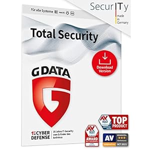 G DATA Total Security 2022 | 1 Gerät – 1 Jahr | Download | Code per Email | Windows, Mac, Android, iOS | Made in Germany | zukünftige Updates inklusive